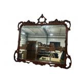 LARGE CARVED MAHOGANY SWAN BEDROOM SET MIRROR