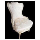UPHOLSTERED FRENCH PAINT DECORATED CHAIR
