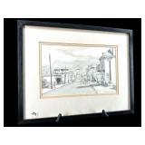 SIGNED CAROLINE MCCANLEY 1978 PENCIL STREET SCAPE