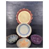 LOT OF 5 NC POTTERY BOWL/PLATES