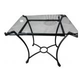 GLASS TOP IRON END TABLE