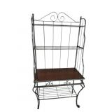 IRON AND CHERRY GLASS SHELF BAKERS RACK