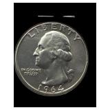 1964 D UNC SILVER QUARTER DOLLAR