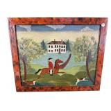 FOLK ART HUNT SCENE PAINTING ON CANVAS
