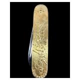 SMALL BRASS BATTLE SCENE POCKET KNIFE