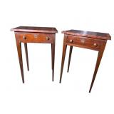 2 SOLID MAHOGANY 1 DRAWER STANDS
