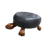 LEATHER BUTTON TUFTED TURTLE STOOL