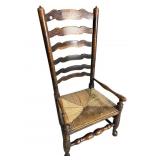 ANTIQUE ASH QUEEN ANNE LADDERBACK CHAIR