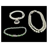 3 PC LOT OF STERLING NECKLACES, BRACELET