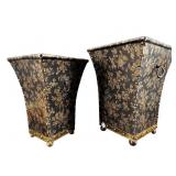 PR OF ORNATE DECORATIVE TALL CACHE POTS