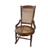 WOVEN CANE VICTORIAN HIPREST ROCKER
