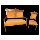 CARVED 2 PC CHERRY PARLOR SET