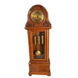 GERMAN OAK CARVED ONION HEAD GRANDFATHER CLOCK