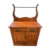 OAK WASHSTAND WITH TOWEL BAR