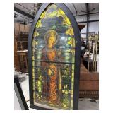 LARGE ANTIQUE CATHEDRAL STAIN GLASS WINDOW