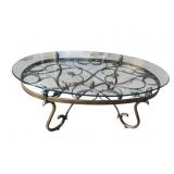 MODERN DESIGN GLASS TOP IRON COFFEE TABLE