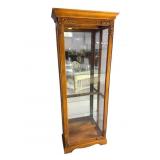 OAK FINISH SLIDING GLASS CURIO