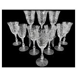 SET OF 10 CAMBRIDGE PORTIA CLEAR ETCHED WINE STEMS