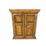 19TH CENT. GRAIN PAINTED HANGING 2 DOOR CABINET