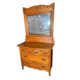 CLEAN OAK DRESSER WITH MIRROR