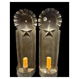 PR OF METAL CANDLE HOLDER WALL HANGINGS