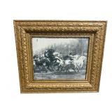 ORNATE GOLD FRAME HORSE FAIR PRINT