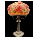 ANTIQUE SIGNED PAIRPOINT PUFFY ROSE LAMP