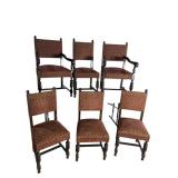 6 OAK HEAVY CARVED DINING ROOM CHAIRS