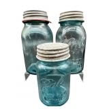 LOT OF 3 BALL JARS WITH ZINC LIDS