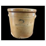 ANTIQUE 2 GALLON BLUE DECORATED CROCK