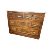 WALNUT VICTORIAN MARBLE TOP CHEST