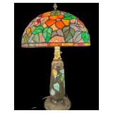 TIFFANY STYLE LEADED GLASS LAMP