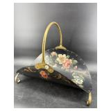 LARGE FLORAL TOLEWARE LOG HOLDER