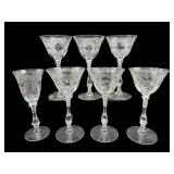 SET OF  CAMBRIDGE PORTIA CLEAR ETCHED WINE