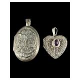 2 PC LOT OF STERLING SILVER LOCKET PENDANTS
