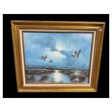 DUCK HUNTING OIL ON CANVAS BY C INNESS