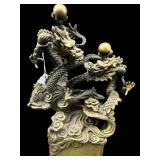 BRONZE FIGHTING DRAGON STATUE8 IN TALL 6 IN
