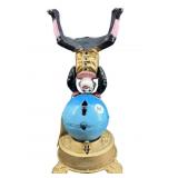CAST IRON CLOWN WIND UP SPINNING MECHANICAL BANK