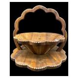UNUSUAL CARVED RETICULATED COLLAPSIBLE BASKET