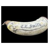 ETCHED POWDER HORN FROM DELAWARE COUNTY PA
