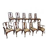 10 HENKEL HARRIS SOLID MAHOGANY QUEEN ANNE CHAIRS
