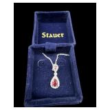 RED AND CLEAR STONE COSTUME NECKLACE