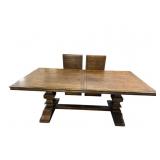 OAK DARK FINISH TRESTLE TABLE