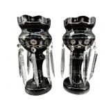 2 DEEP RED CUT TO CLEAR PRISM LUSTERS