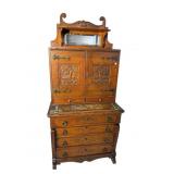 RARE OAK CARVED SECRETARY