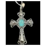 CAROLYN POLLACK RELIOS STERLING TURQUOISE CROSS