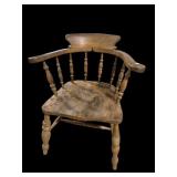 ANTIQUE BARREL BACK ASH ARM CHAIR