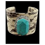DESIGNER JOAN BOYCE SNAKE SKIN TURQUOISE BRACELET