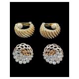 2 PR OF GOLD TONE COSTUME CLIP ON EARRINGS