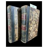 2 ANTIQUE 1845 LEATHER BOUND VOLUMES OF WAVERLY